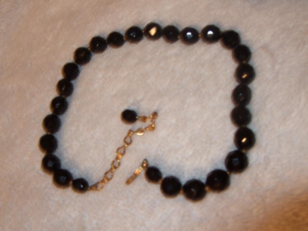 Vintage, Black Glass & Gold Toned Beaded Choker Necklace Vintage, Black Glass & Gold Toned Beaded Choker Necklace