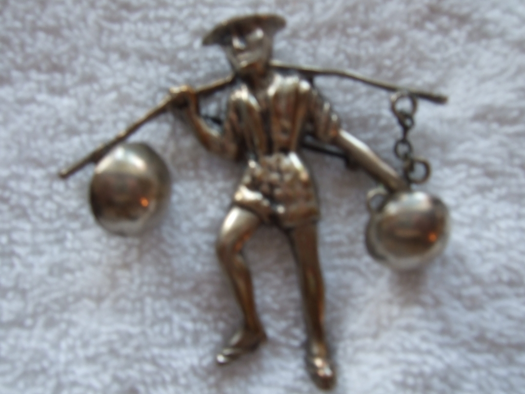 Vintage, Mexican Silver, Oriental Water Carrier Brooch Pin Vintage, Mexican Silver, Oriental Water Carrier Brooch Pin