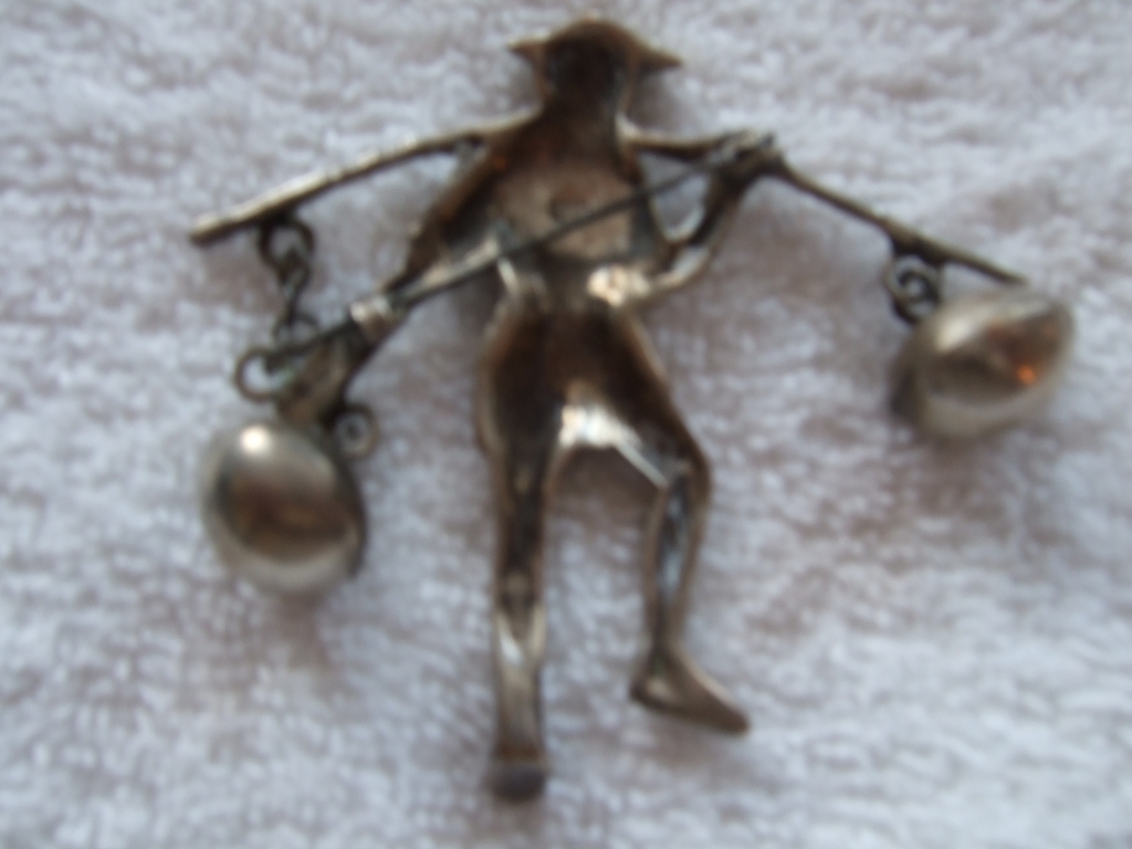 Vintage, Mexican Silver, Oriental Water Carrier Brooch Pin Vintage, Mexican Silver, Oriental Water Carrier Brooch Pin