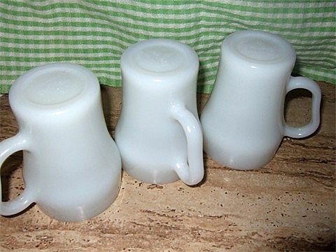3 Fire King, Coca Cola Shaped White Cup or Mugs Marked 3 Fire King, Coca Cola Shaped White Cup or Mugs Marked