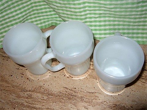 3 Fire King, Coca Cola Shaped White Cup or Mugs Marked 3 Fire King, Coca Cola Shaped White Cup or Mugs Marked