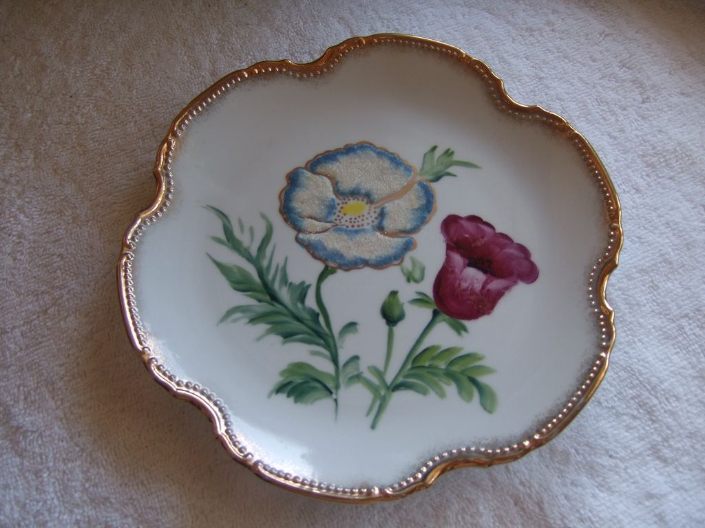 Vintage Hand Painted Floral Plate, Sticker Norcrest Japan Vintage Hand Painted Floral Plate, Sticker Norcrest Japan