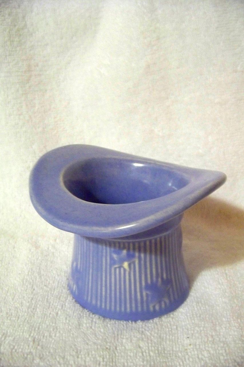 Shawnee Art Pottery Light Blue & White Top Hat Planter with Stars Shawnee Art Pottery Light Blue & White Top Hat Planter with Stars