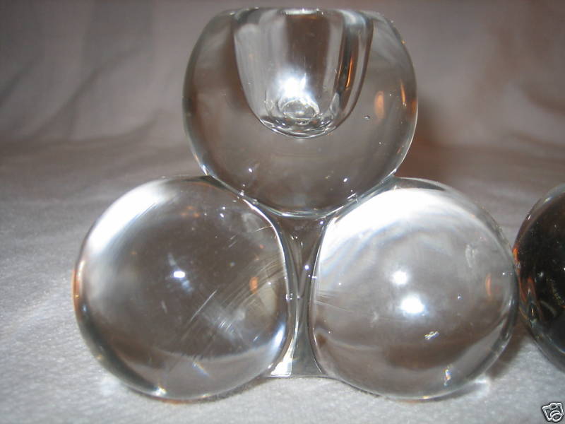 2 Westmoreland Crystal Triple Ball Candleholders , Pair 2 Westmoreland Crystal Triple Ball Candleholders , Pair