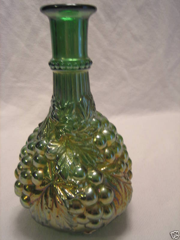 Vintage IMPERIAL GRAPE Green Carnival Glass Decanter Vintage IMPERIAL GRAPE Green Carnival Glass Decanter
