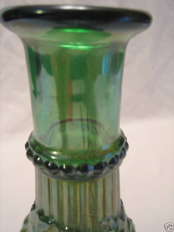 Vintage IMPERIAL GRAPE Green Carnival Glass Decanter Vintage IMPERIAL GRAPE Green Carnival Glass Decanter