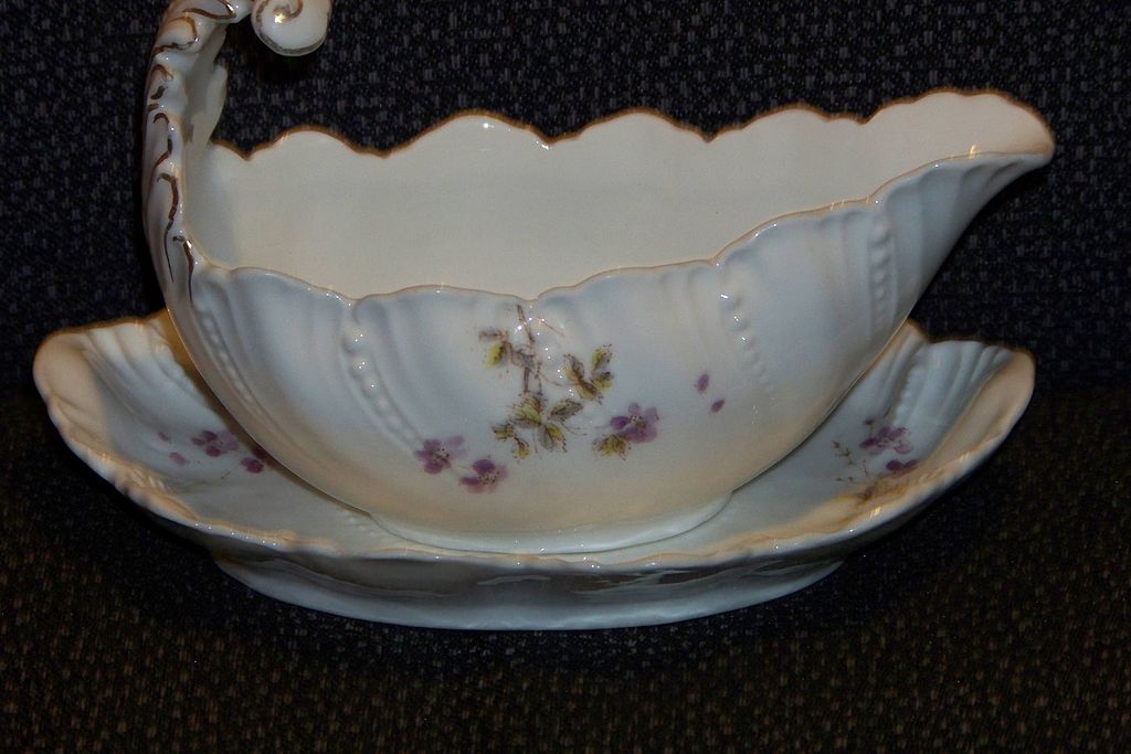 Limoges Art Nouveau Wave Form Sauce Boat W Underplate Limoges Art Nouveau Wave Form Sauce Boat W Underplate