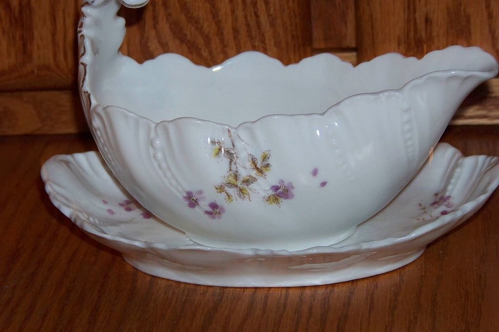 Limoges Art Nouveau Wave Form Sauce Boat W Underplate Limoges Art Nouveau Wave Form Sauce Boat W Underplate