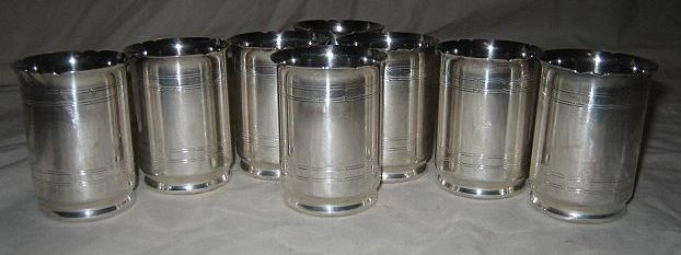 Eight Servel International Silver Marked, Juice Tumblers Eight Servel International Silver Marked, Juice Tumblers