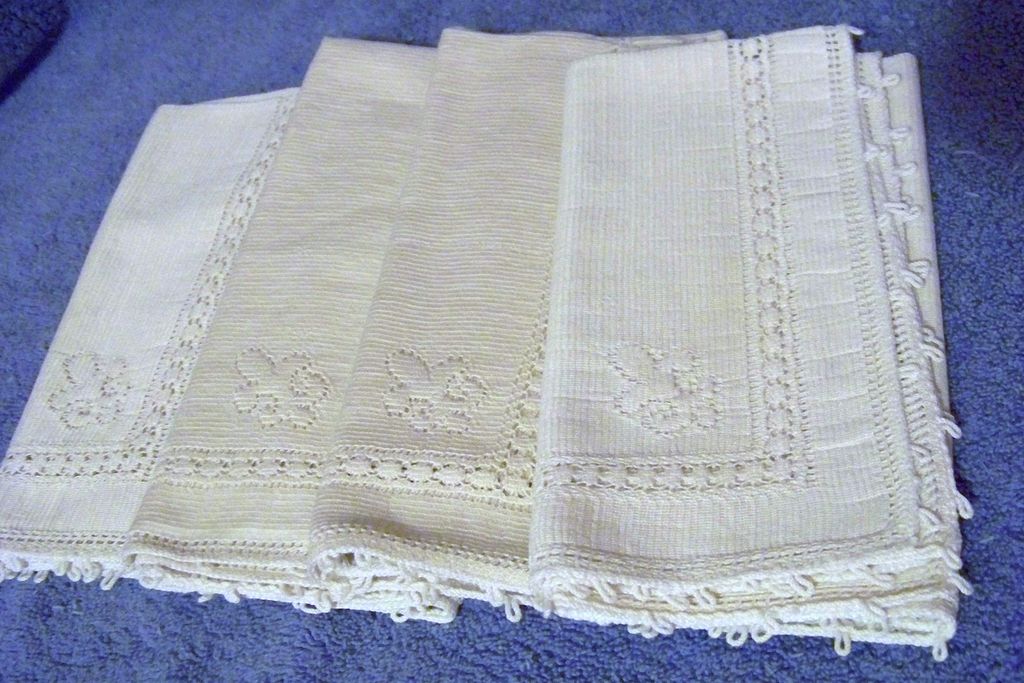 8 Vintage Off White Linen Napkins 17"+16" 8 Vintage Off White Linen Napkins 17"+16"