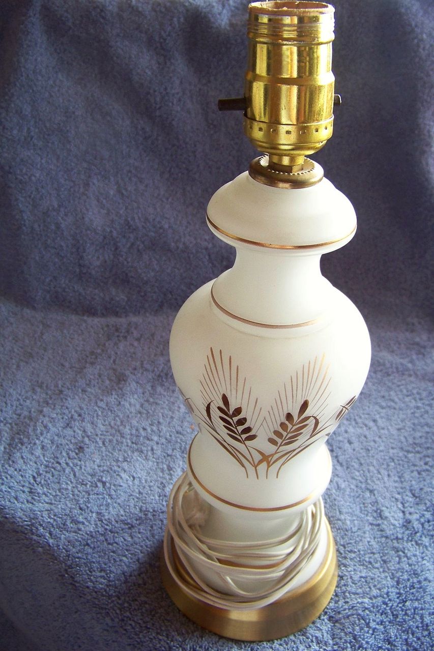 Vintage Electric Milk Glass Wheat Lamp France Vintage Electric Milk Glass Wheat Lamp France