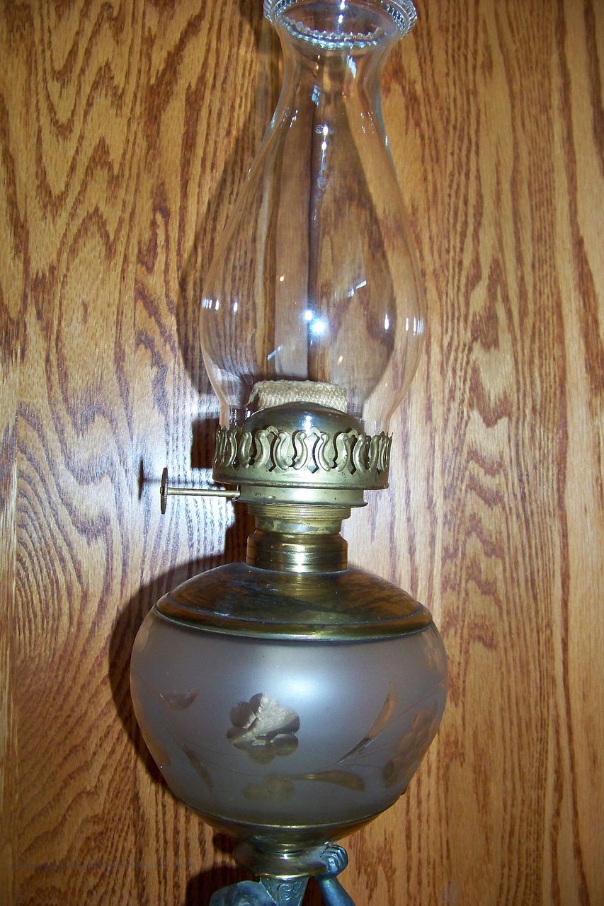 Vintage Art Nouveau Lady Oil Lamp Cut Glass Grape Globe Vintage Art Nouveau Lady Oil Lamp Cut Glass Grape Globe