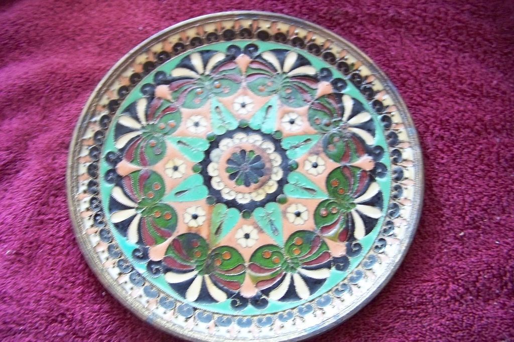 Japanese Cloisonne 7 1/2" Mosaic Plate Enameling Japanese Cloisonne 7 1/2" Mosaic Plate Enameling