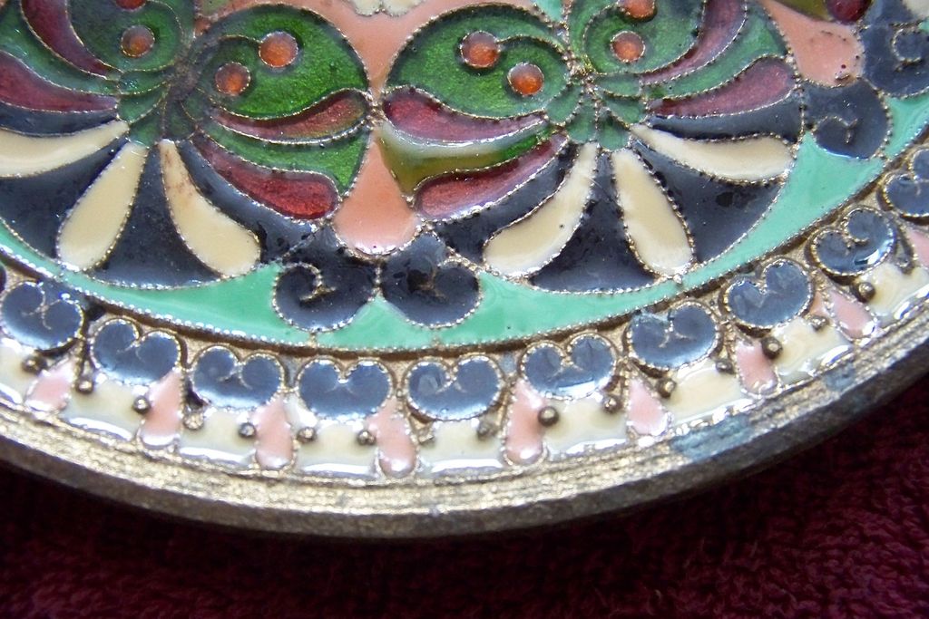 Japanese Cloisonne 7 1/2" Mosaic Plate Enameling Japanese Cloisonne 7 1/2" Mosaic Plate Enameling