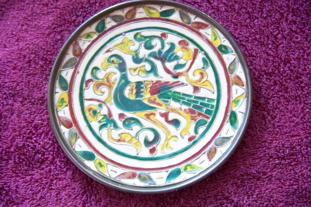 Japanese Cloisonne Bird Of Paradise 5" Plate Japanese Cloisonne Bird Of Paradise 5" Plate