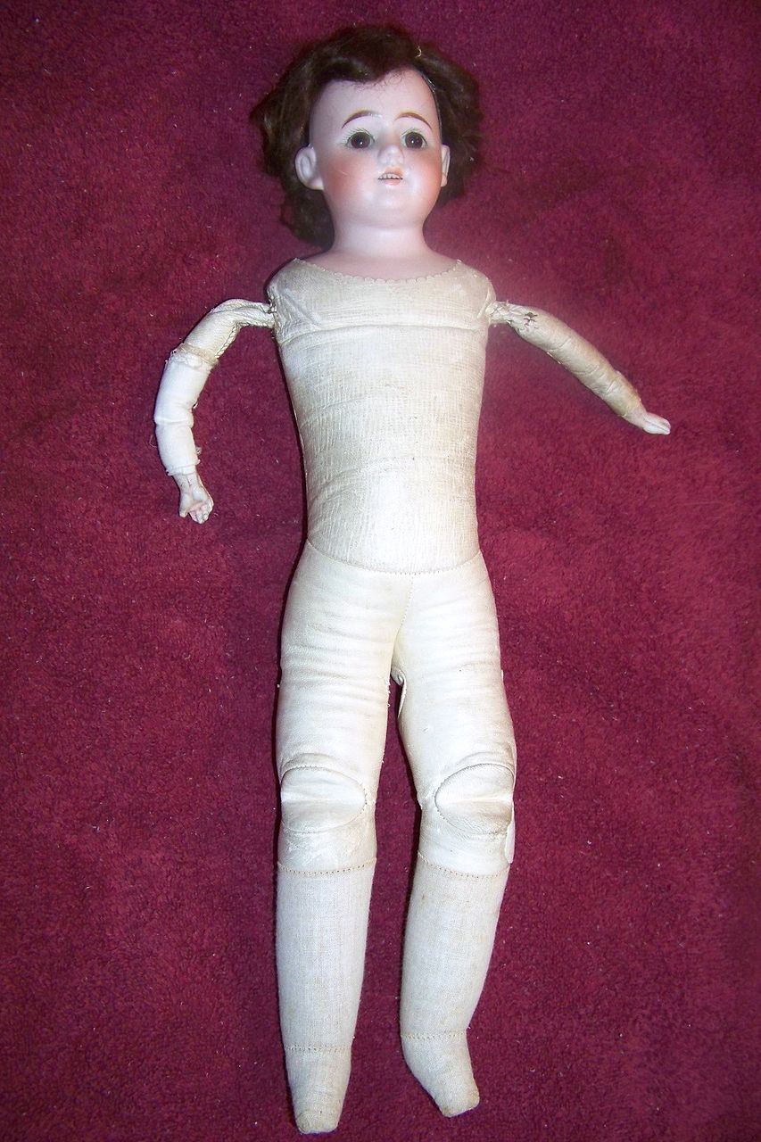 18" Heubach Horse Shoe Doll W Leather Body, Brown Eyes 18" Heubach Horse Shoe Doll W Leather Body, Brown Eyes