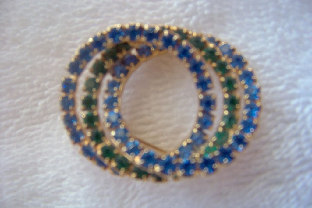 Green & Blue Rhinestone Brooch Pin & Earrings Green & Blue Rhinestone Brooch Pin & Earrings