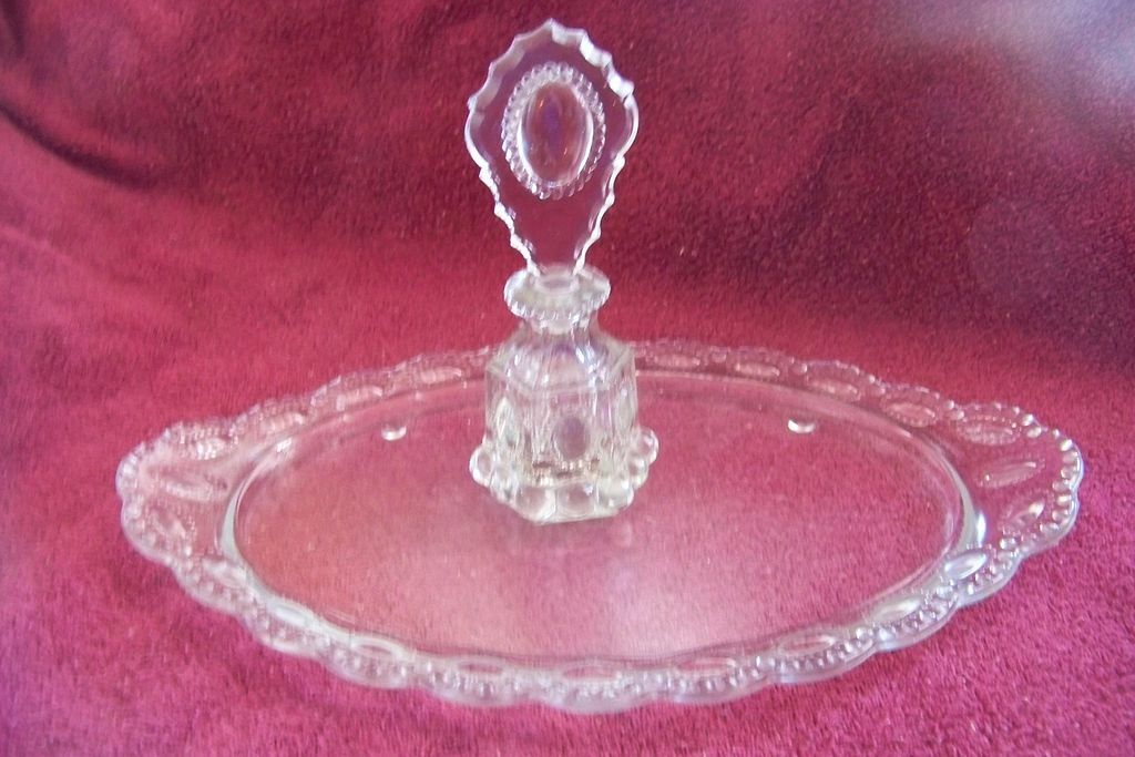 Art Deco Beaded Medallion Perfume Bottle & Matching Tray Art Deco Beaded Medallion Perfume Bottle & Matching Tray