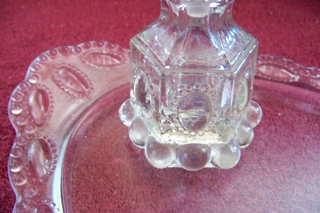 Art Deco Beaded Medallion Perfume Bottle & Matching Tray Art Deco Beaded Medallion Perfume Bottle & Matching Tray