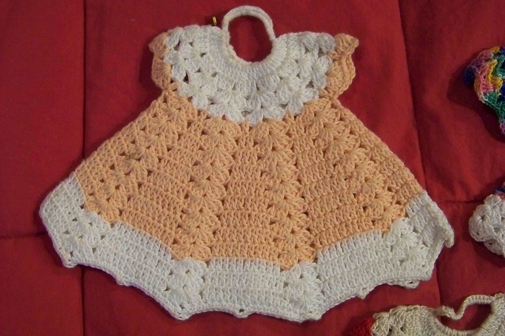 3 Vintage Crochet Dress Pot Holders 3 Vintage Crochet Dress Pot Holders