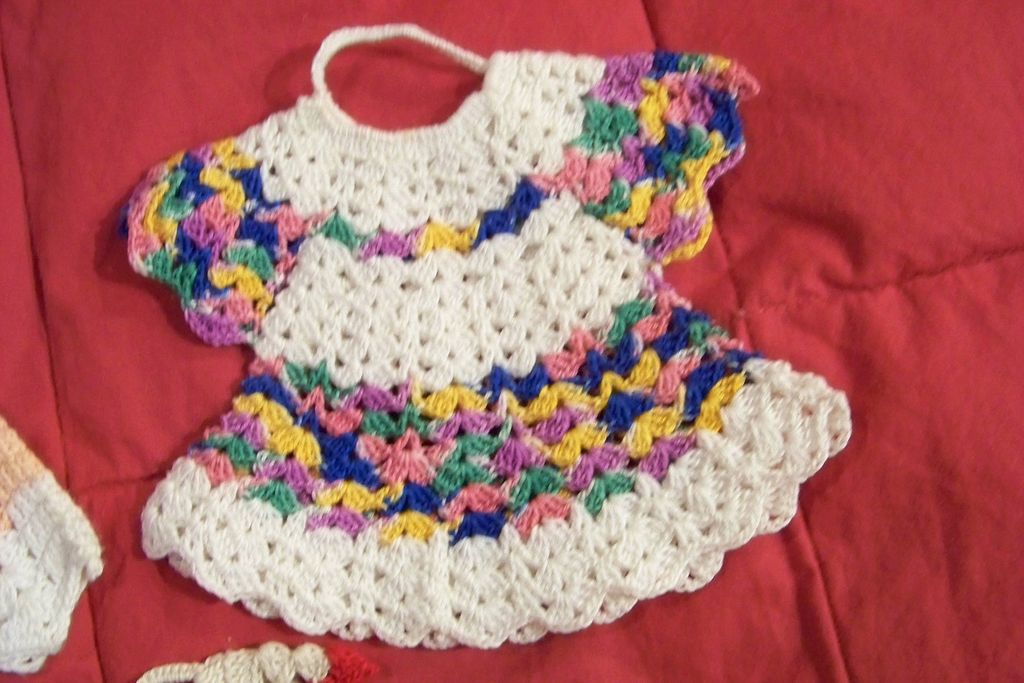 3 Vintage Crochet Dress Pot Holders 3 Vintage Crochet Dress Pot Holders