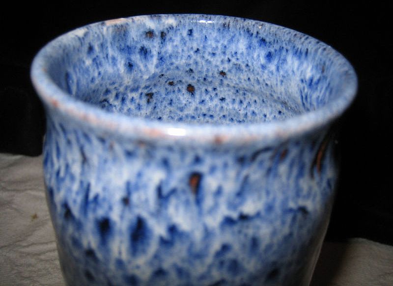 Signed Bradford Art Pottery Blue Mottled Vase Signed Bradford Art Pottery Blue Mottled Vase