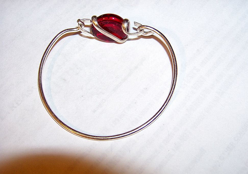 Aluminum & Red Plastic Stone Bracelet Aluminum & Red Plastic Stone Bracelet