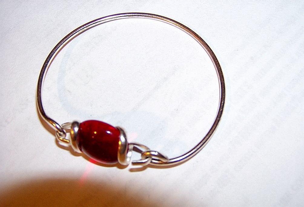 Aluminum & Red Plastic Stone Bracelet Aluminum & Red Plastic Stone Bracelet