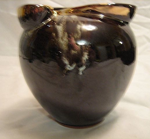 Mid Century Modern Geometric Redware Art Pottery Vase Mid Century Modern Geometric Redware Art Pottery Vase