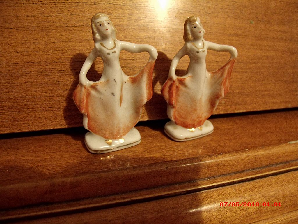 2 Little Dancing Ladies Or Girl Figurines Marked Japan 2 Little Dancing Ladies Or Girl Figurines Marked Japan