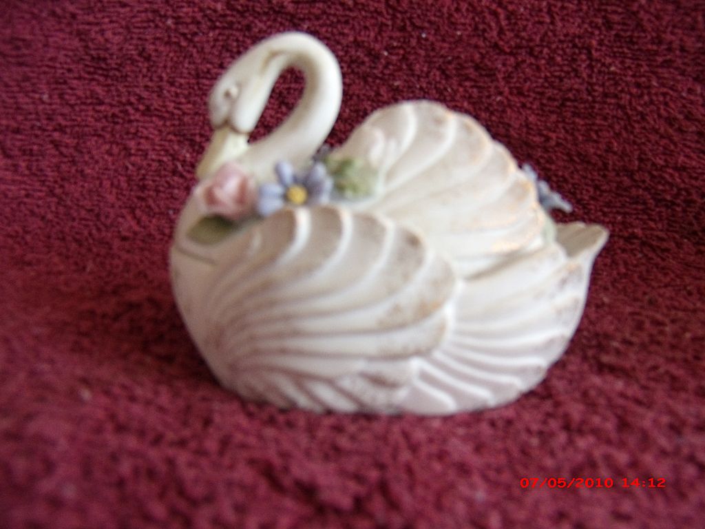 Lefton China Handpainted Floral Swan Box Lefton China Handpainted Floral Swan Box