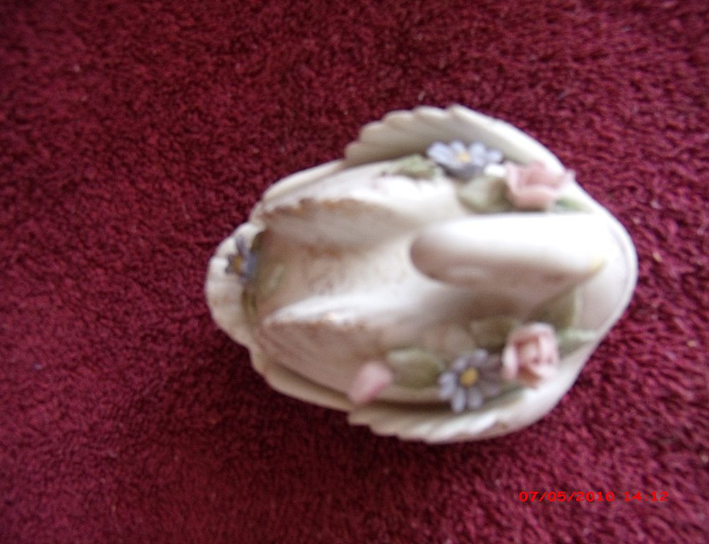 Lefton China Handpainted Floral Swan Box Lefton China Handpainted Floral Swan Box