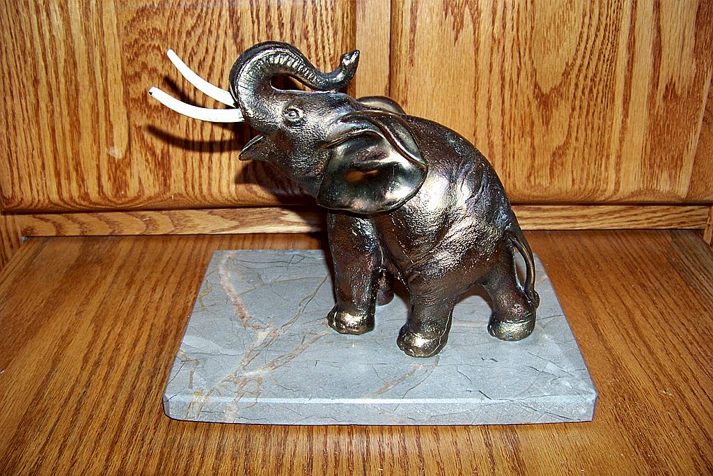 Bronze Elephant Sculpture On Marble Base Bronze Elephant Sculpture On Marble Base
