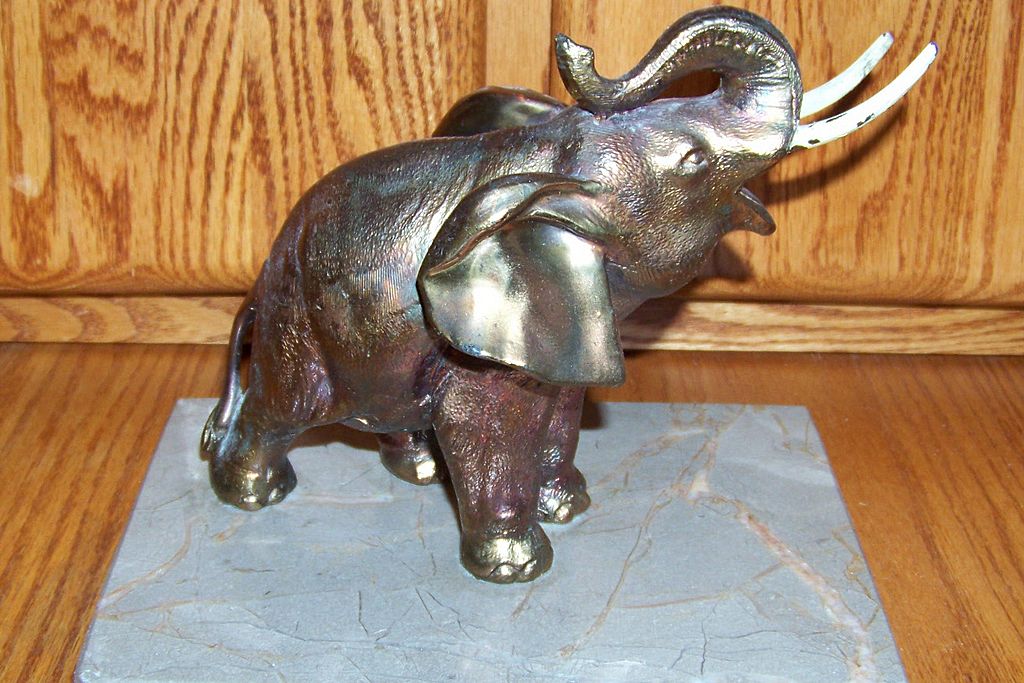 Bronze Elephant Sculpture On Marble Base Bronze Elephant Sculpture On Marble Base