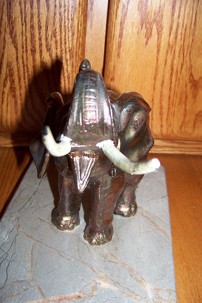 Bronze Elephant Sculpture On Marble Base Bronze Elephant Sculpture On Marble Base