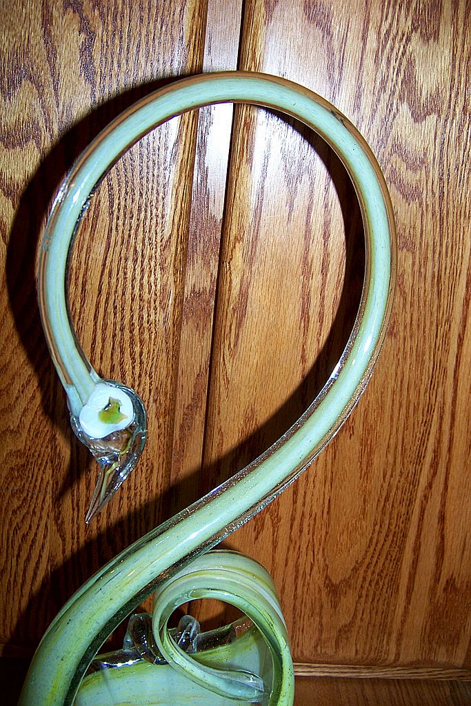 Large Handblown Glass Swan Ashtray Planter Large Handblown Glass Swan Ashtray Planter