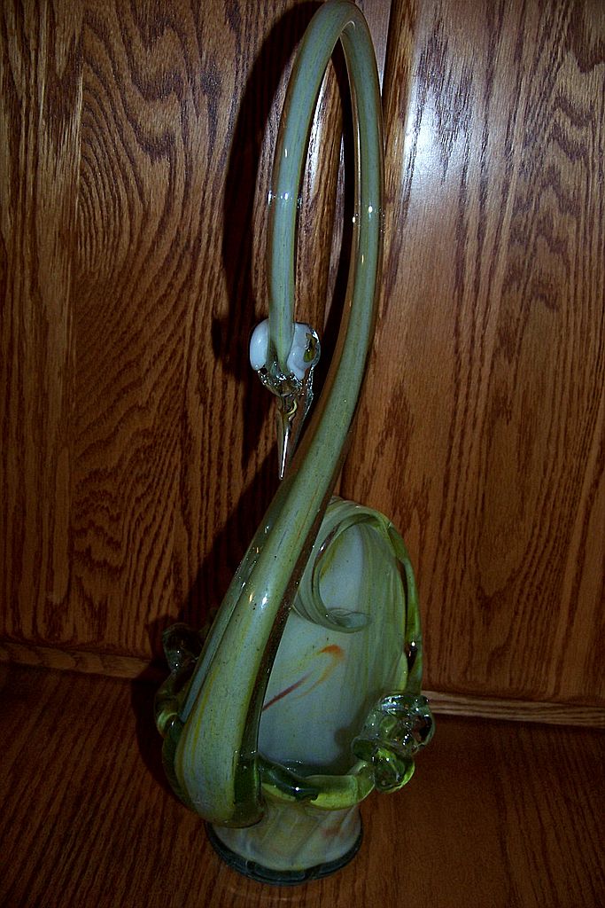 Large Handblown Glass Swan Ashtray Planter Large Handblown Glass Swan Ashtray Planter