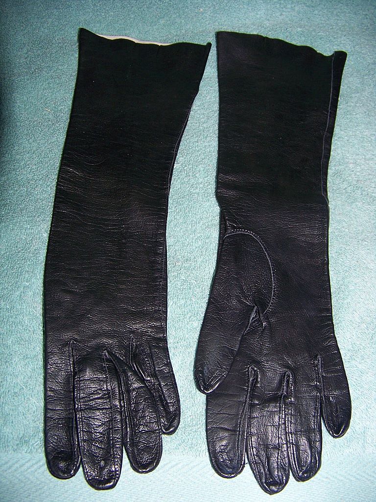 Vintage Long Black Leather Gloves S 6 Germany Vintage Long Black Leather Gloves S 6 Germany