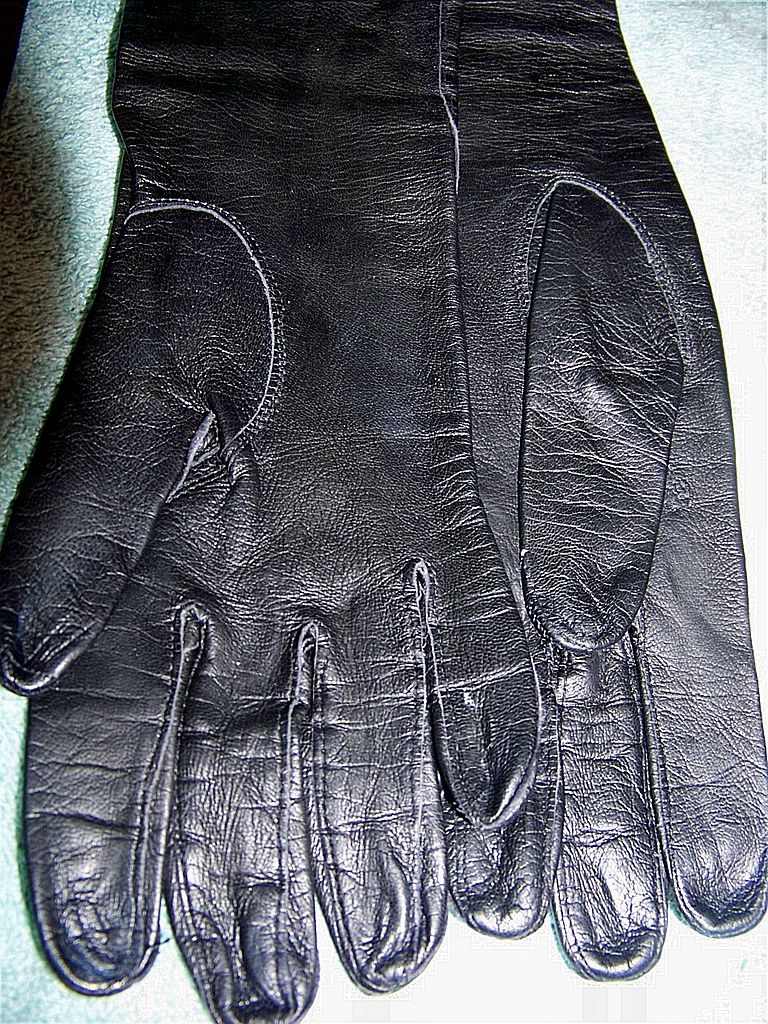 Vintage Long Black Leather Gloves S 6 Germany Vintage Long Black Leather Gloves S 6 Germany