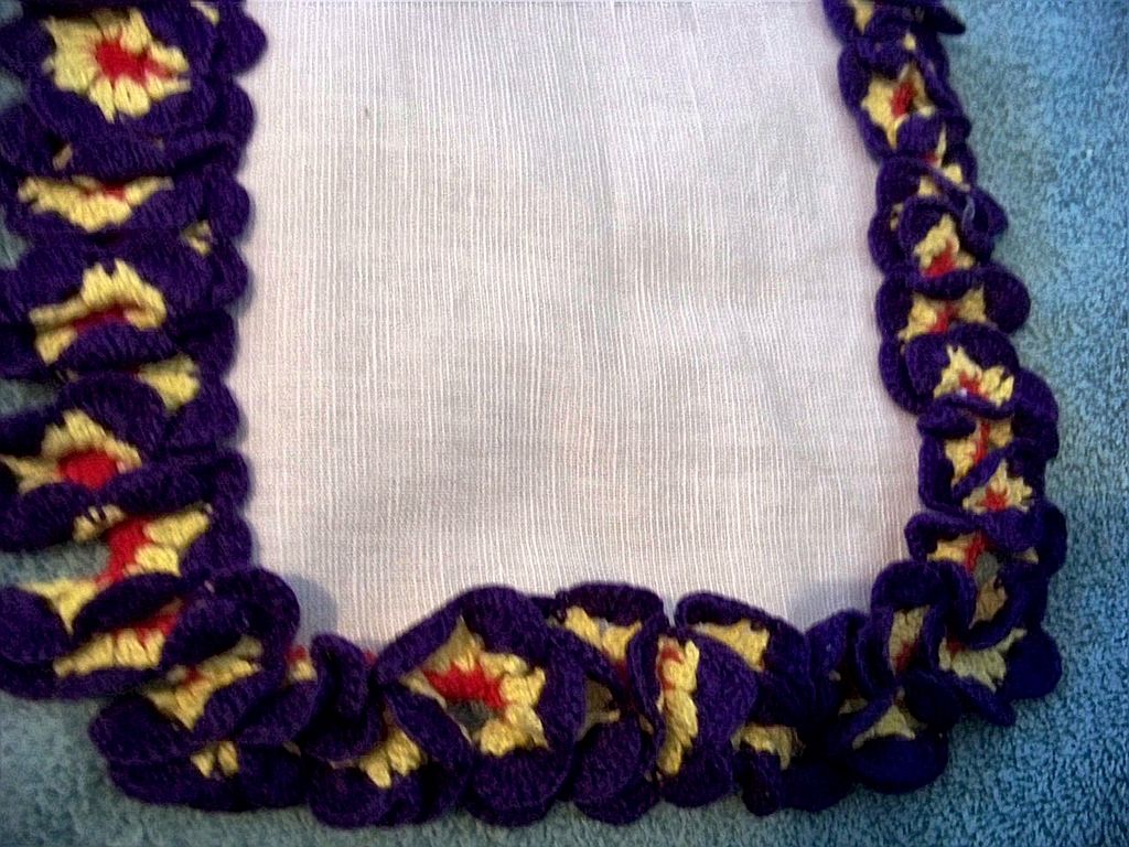 Linen & Crochet Floral Dresser Scarf Linen & Crochet Floral Dresser Scarf
