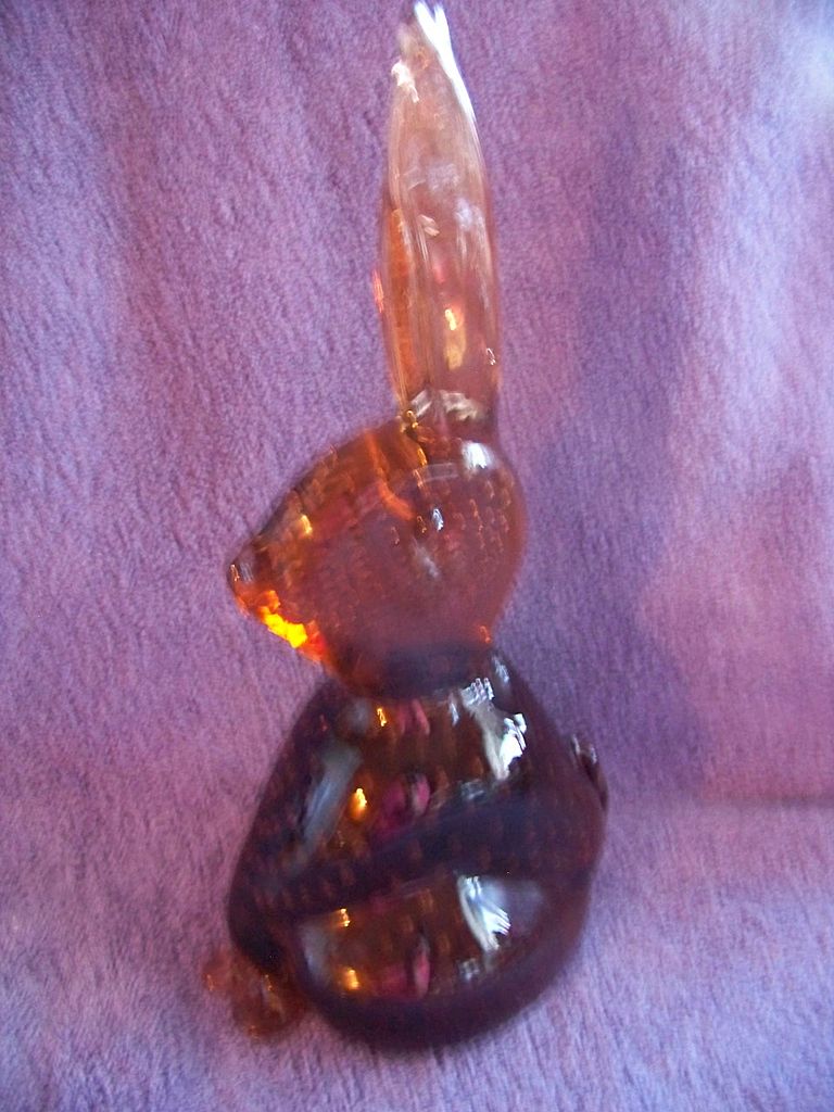 Vintage Large Handblown Brown Rabbit Paperweight Figurine Vintage Large Handblown Brown Rabbit Paperweight Figurine