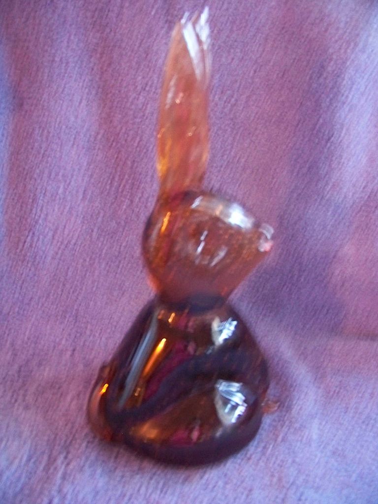 Vintage Large Handblown Brown Rabbit Paperweight Figurine Vintage Large Handblown Brown Rabbit Paperweight Figurine