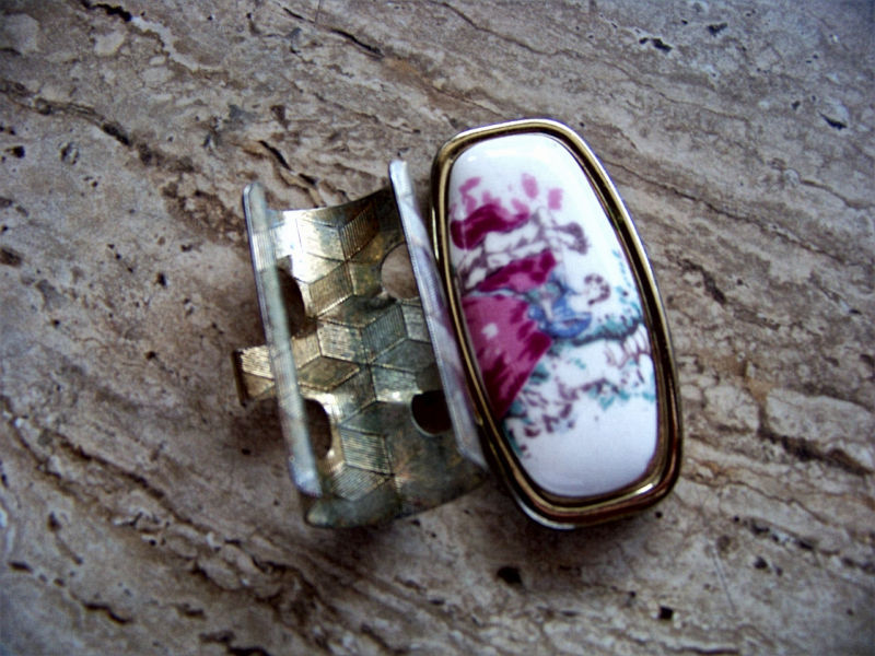 Vintage Porcelain Lip Stick Holder W Mirror Japan Vintage Porcelain Lip Stick Holder W Mirror Japan