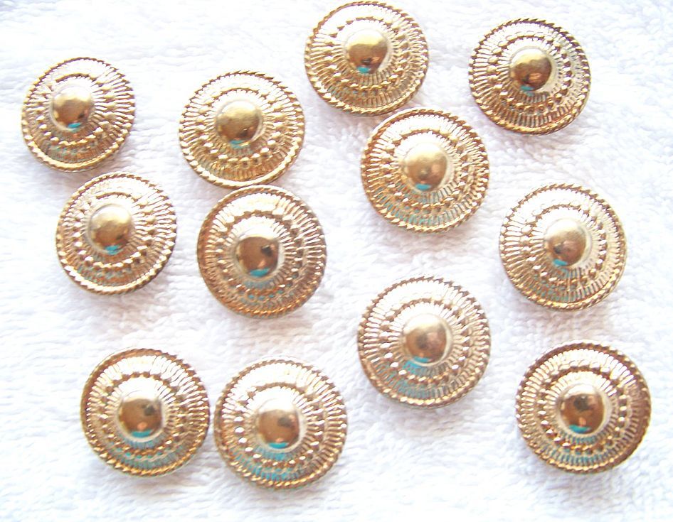 12 Round Gold Tone Button Covers 12 Round Gold Tone Button Covers