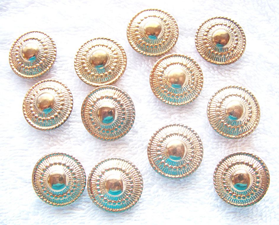 12 Round Gold Tone Button Covers 12 Round Gold Tone Button Covers