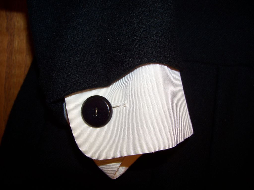 Vintage Black Wool Dress, W White Cuffs & Collar S 7 Vintage Black Wool Dress, W White Cuffs & Collar S 7