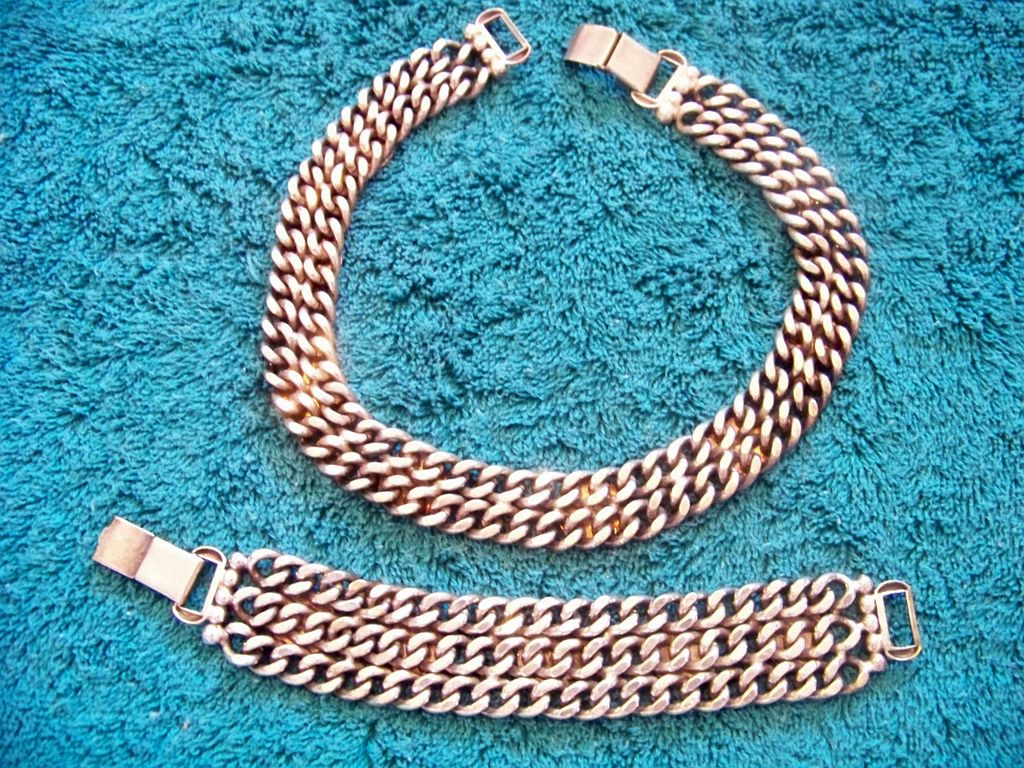Wide Stainless Steel, Bracelet & Necklace Set Wide Stainless Steel, Bracelet & Necklace Set