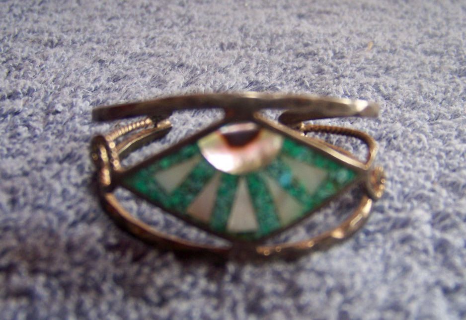 Vintage Child's Southwestern Cuff Bracelet W Mother of Pearl & Turquoise Inlay, Baby Vintage Child's Southwestern Cuff Bracelet W Mother of Pearl & Turquoise Inlay, Baby