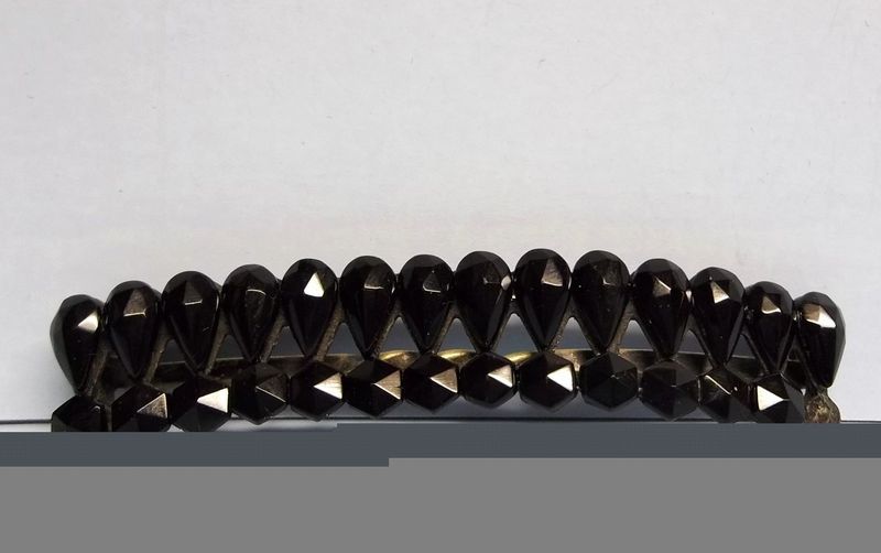 Victorian, Mourning Black Glass, Hair Jewelty, Bar Clip Victorian, Mourning Black Glass, Hair Jewelty, Bar Clip