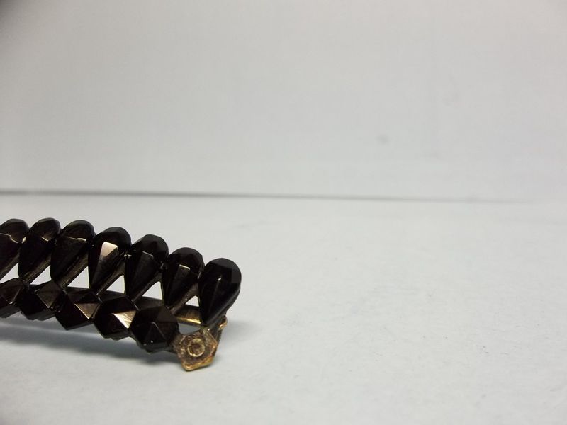 Victorian, Mourning Black Glass, Hair Jewelty, Bar Clip Victorian, Mourning Black Glass, Hair Jewelty, Bar Clip